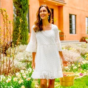 Floral lace, square neck , 3/4 sleeves